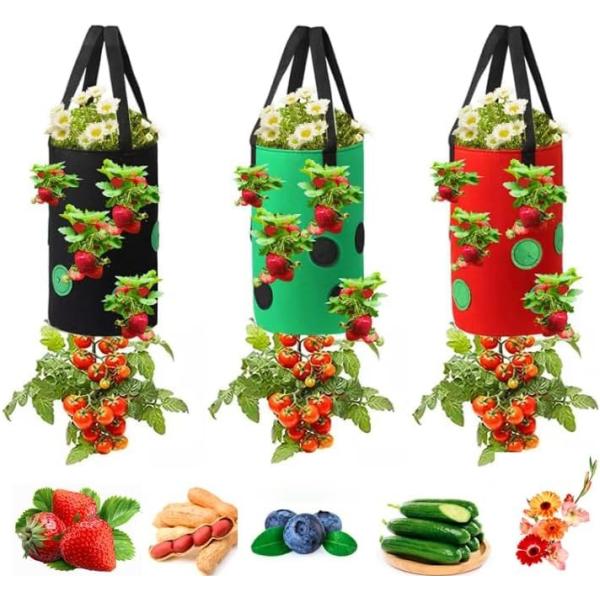 Buy Strawberry Grow Bags, No Gauze Growing Bag, Hole Upside Down Planter Handling Planter Bags, Planting Strawberries at wholesale prices