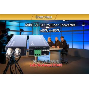 Mini Converter Optical Fiber 12G-SDI with Tally and loop out Single Mode Fiber