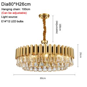 Luxury Gold Crystal Chandelier Kitchen Led Lamp roof decoration ceiling Lamp(WH