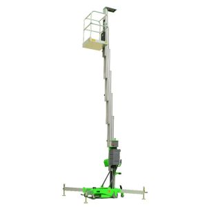 China Single Mast Aerial Work Platform Manual Pushing Vetical Lift with Tilting Function on sale