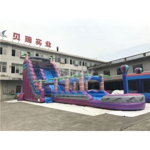 Purple Tropical Jungle Inflatable Water Slides Commercial Grade