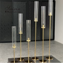 Factory hot sale set different size thin hurricane gold candlestick candle
