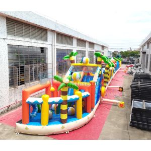 EN71 Long Amusement Park Inflatable Bounce House Combo
