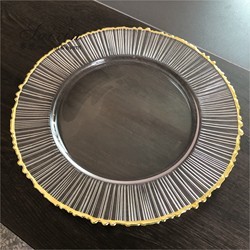 Christmas Glass Charger Plate For Wedding Events Table Decoration Gold Rim Set