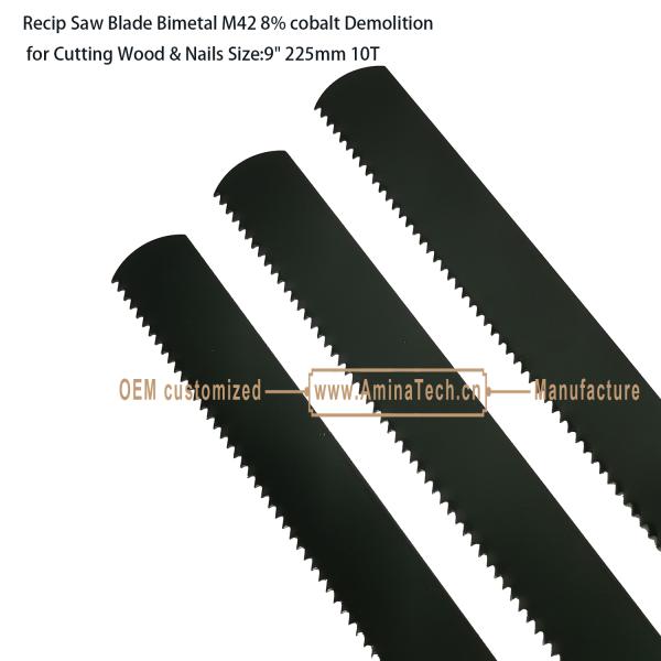 Recip Saw Blade Bimetal M42 8% cobalt Demolition for Cutting Wood & Nails 9"225mm 10T,Power Tools