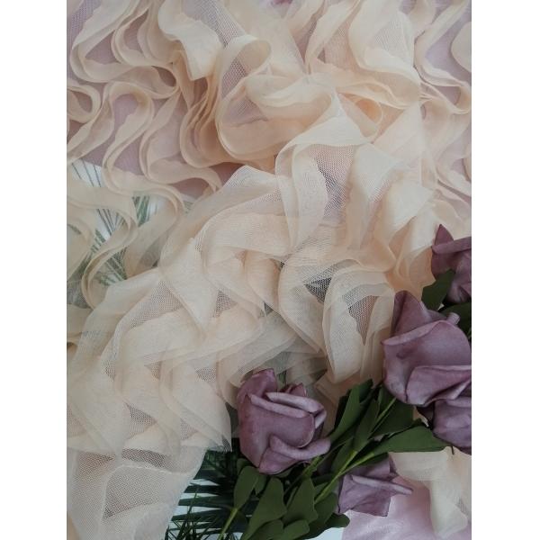 Pink Soft Lace Applique Embroidery Fabric For Evening Dress