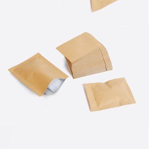 Quality Different Size Custom Design 3 Side Seal Kraft Paper Plastic Bags with heat seal for sale