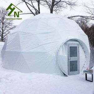 White PVC Big Party Event Igloo Geodesic Dome Tent Install On The Snow