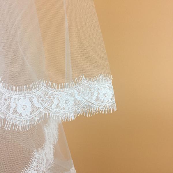 39‘’--118‘’ Ivory/White Bridal Veil Eyelase French Lace Edge Wedding Accessories