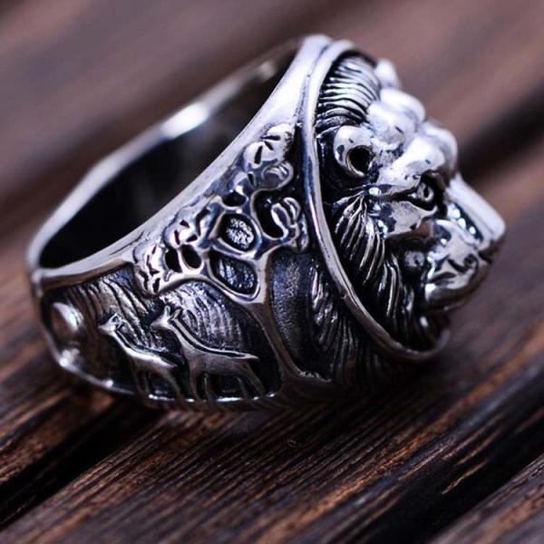 Sterling Silver Lion Men Thailand Vintage Silver Ring (R6030805)