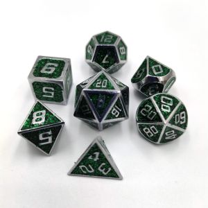 Flash Powder Metal Multi Face Role Playing Dice Set Blue Character