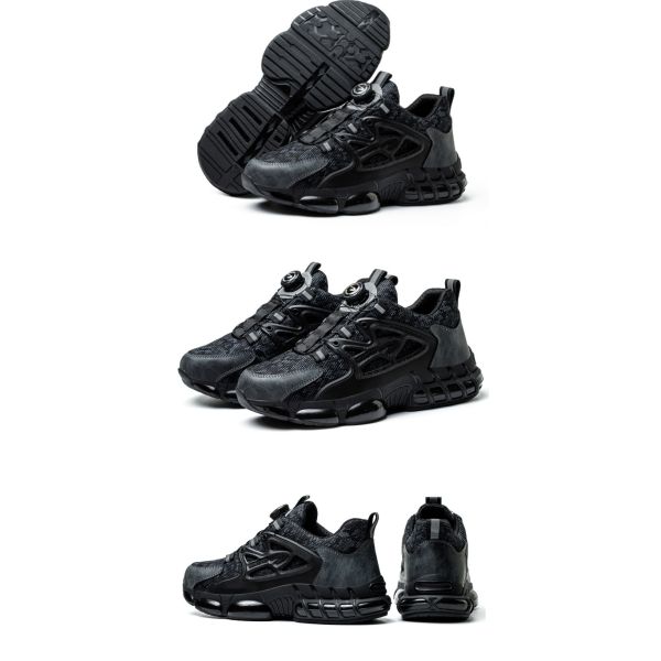 Black Comfortable Safety Shoes Steel Toe Worker Shoes Anti-Puncture Kevlar Safety Shoes For Men Industrial Work Shoes PU Air Cushion Sole