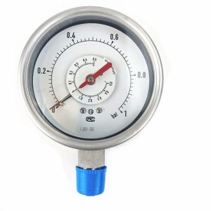 1.5% FS 304SS Differential Pressure Gauge Double Needle Memory