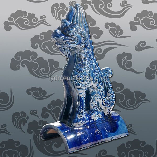 Asian style blue glazed Chinese entrance tiles for archway roof