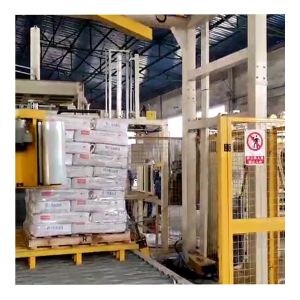 Fully Automatic Stretch Wrap Machine for Red Bricks Packing with PLC Control