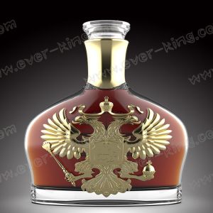 Metal Label Screen Printing 1.5L Rum Glass Bottle