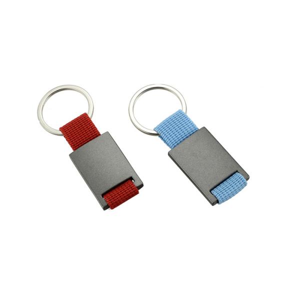 Buy Rectangle Metal Keychain Holder Laser Engraving Canvas Souvenir Gift at wholesale prices