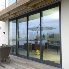 Buy Double Glazed Black Aluminum Sliding Door With Flyscreen at wholesale prices