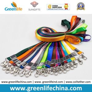 China manufacture custom colour unprinted 2cm width polyester neck lanyard w