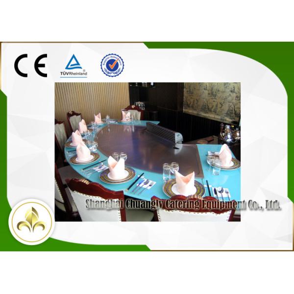 Fan Shape Electric / Gas Teppanyaki Grill Table Basic Configuration For Restaurant