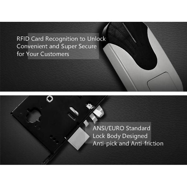 Silver Hotel Electronic Door Locks Zinc Alloy 6V Working Voltage 200 Cards Data Capacity