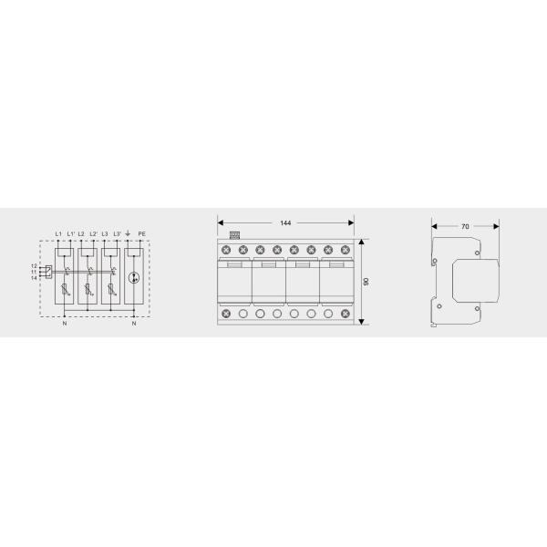 BR-25M 3P+1NPE 25kA T1+T2 varistor surge arrester B+C Low Voltage 3 Phase AC Spd Lightning Protector