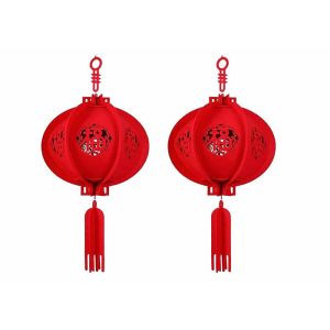 30*7cm Groove Patterns Chinese Festival Felt Celebration Paper Lantern