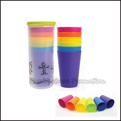 customed logo promotion stacked 6pcs set Eco pp rainbow coffee water milk bottle