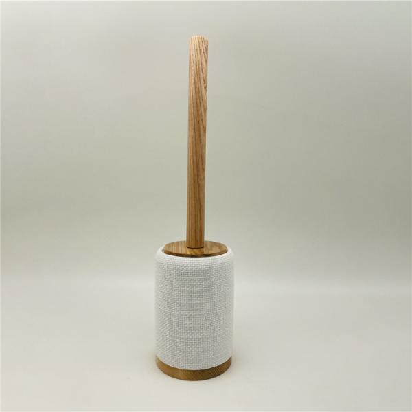 Wooden Base Polyresin Bathroom Accessories Sets With Fabric Look