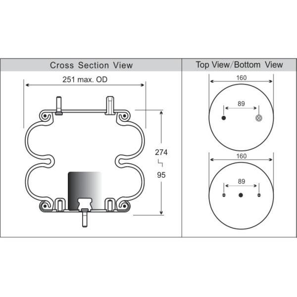 Double Convoluted Trailer Bus Truck Air Spring Ridewell 1003586932C Firestone