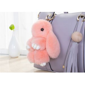 Portable Cute Pendant Rabbit Fur Keychain For Car / Bag Accessories