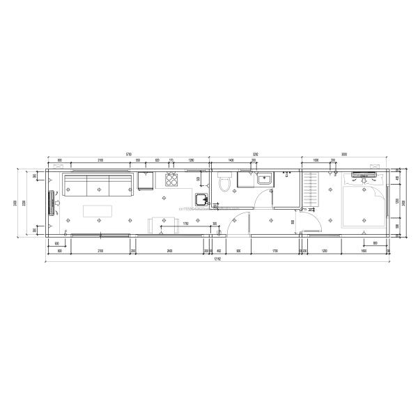 Galvanized Steel Bending 40ft Portable Wooden Container House with 2 Bedrooms and 1 Living Room