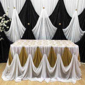 New Wedding Decoration High Quality Silk Backdrop Rape Cross Valance Curtains