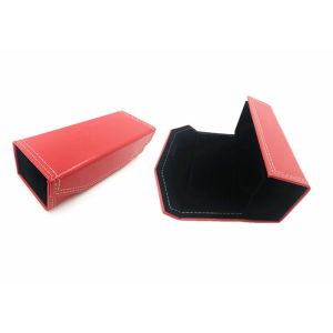 Red Leather Foldable Handmade Sunglasses Case Logo Can Be Customized