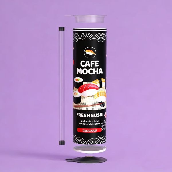 Custom Push Pop Sushi Paper Tube Packaging Sushi Push Pop Container Cylinder Push Up Paper Tube Packaging