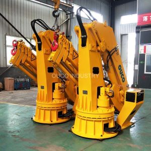 1t 10m ABS Ship Deck Cranes Hydraulic Telescopic Foldable Boom