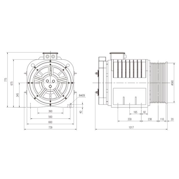 Permanent Magnet Synchronous Gearless Traction Machine 380v IP41