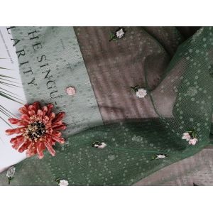 49 Inch Floral Embroidered Tulle Fabric AZO Free
