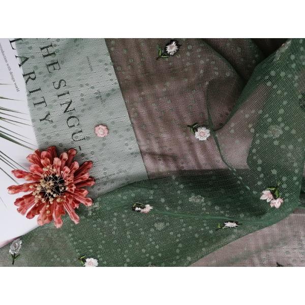 Buy 49 Inch Floral Embroidered Tulle Fabric AZO Free at wholesale prices