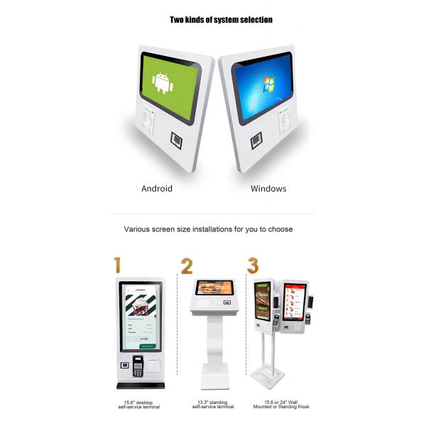 Embedded Mount Capacitive Touch Screen Kiosk Machine Self Checkout Ordering Payment