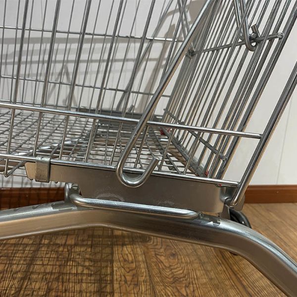 210L Variety Store Powder Coating SGS Certificate European Market Grocery Shopping Trolley with PU Wheels