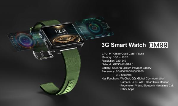 1200mAh Android 5.1 GPS MTK 6739 4G SIM Card Smartwatch