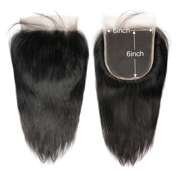 4X4 5x5 6x6 Straight Cambodian Virgin Hair Lace Closure Natural Color