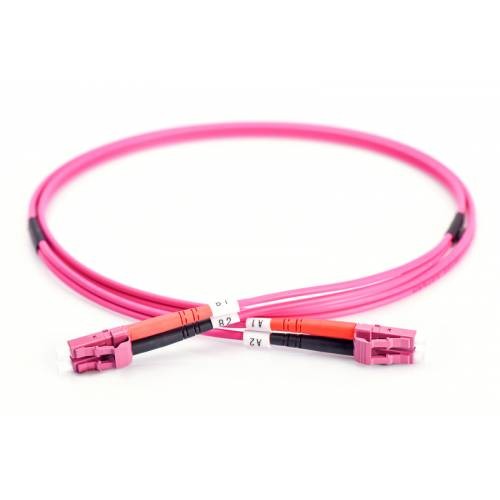 China IEC OM4 Duplex LC Patch Cord Multimode Violet Pink LSZH Sheath on sale China IEC OM4 Duplex LC Patch Cord Multimode Violet Pink LSZH Sheath on sale