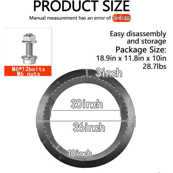 32 Inch Solid Steel Campfire Pit Liner Ring for Outdoor Patio Backyard Holiday Party