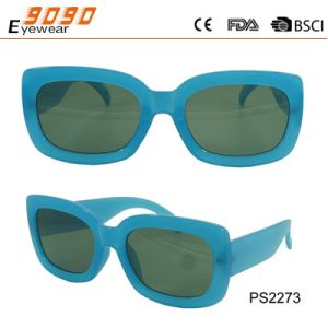 Fashion rectangle sunglasses with blue frame,made of plastic,suitable for men