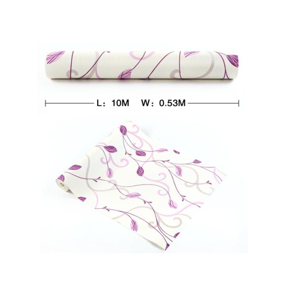 Purple Leaves Home Decorating Wallpaper For Bedroom Walls , Light Embossing