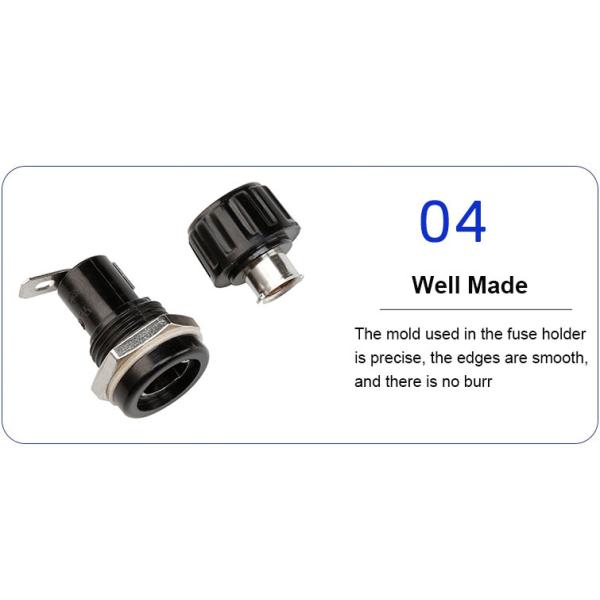 H3-57 Bayonet Type Cap Soldering Terminal Panel Mount Fuse Holder 10A 250V AC 5.2x20MM