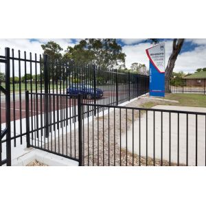 Flat top galvanized steel tubular metal fence panel