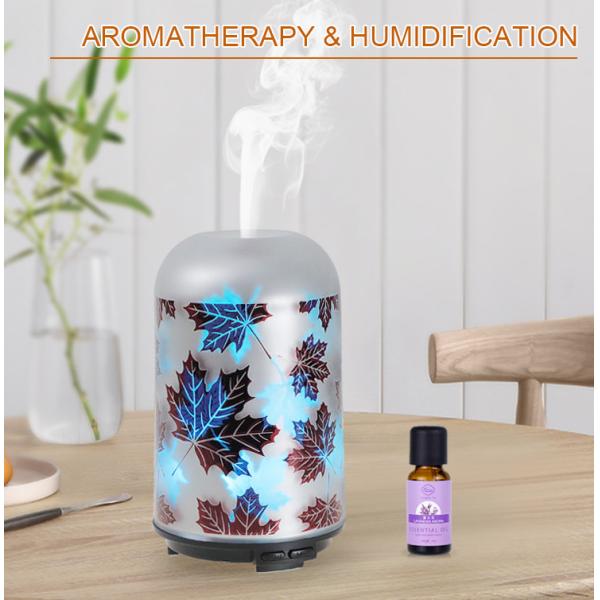 90*150mm Glass Aromatherapy Diffuser , Household Maple Leaf 100ml Aroma Diffuser